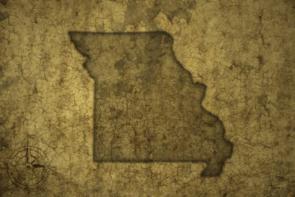 Карта Штату Міссурі Старовинному Тріщинному Папері Ілюстрація — стокове фото