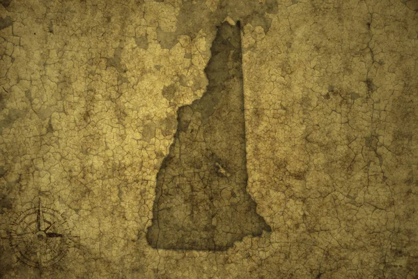 Mappa Del Nuovo Stato Hampshire Vecchio Sfondo Carta Crack Vintage — Foto Stock