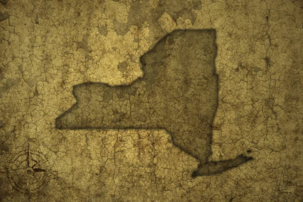 Карта Штата Нью Йорк Старом Винтажном Бумажном Фоне Крэка Иллюстрация — стоковое фото