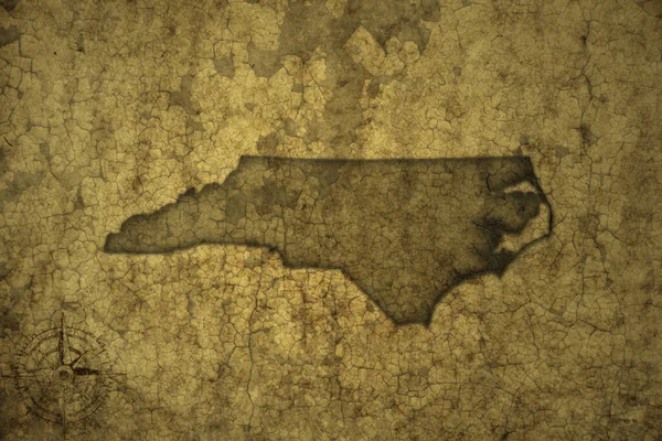 Mapa Stanu Północnej Karoliny Starym Papierowym Tle Ilustracja — Zdjęcie stockowe