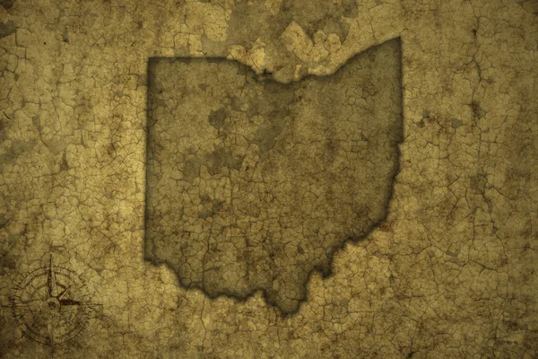 map of ohio state on a old vintage crack paper background . 3d illustration