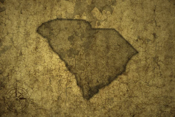 サウスカロライナ州の地図古いヴィンテージのクラック紙の背景に 3Dイラスト — ストック写真