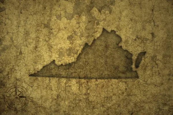Mapa Del Estado Virginia Sobre Viejo Fondo Papel Crack Vintage —  Fotos de Stock