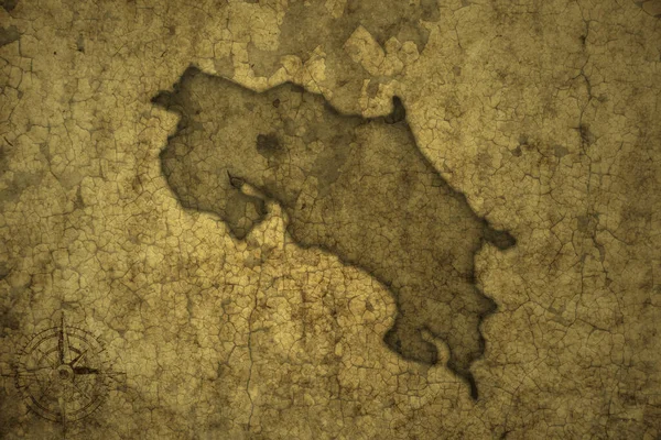 古旧裂缝纸背景上的科斯塔里卡地图 3D说明 — 图库照片
