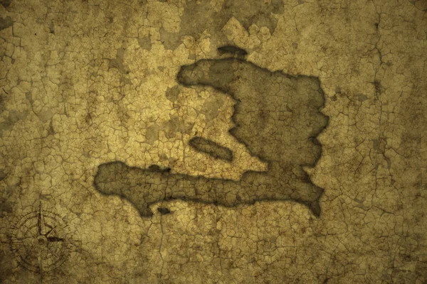 Карта Хайті Старовинному Тріщинному Папері Ілюстрація — стокове фото