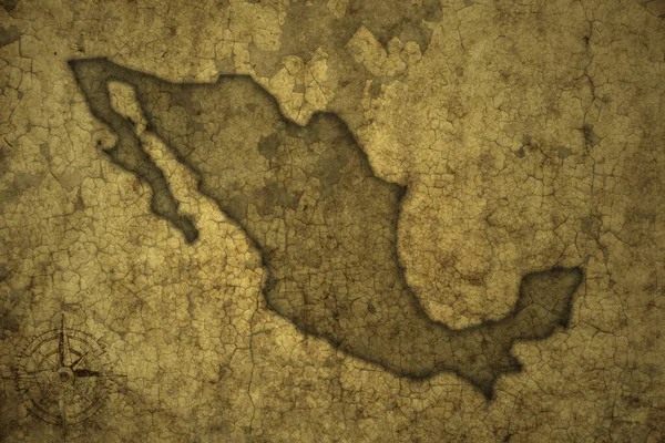 Peta Meksiko Pada Latar Belakang Kertas Retak Vintage Tua Ilustrasi — Stok Foto