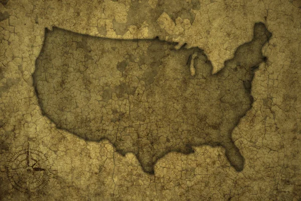 古いヴィンテージ クラック ペーパーの背景にあるアメリカの地図です 3Dイラスト — ストック写真