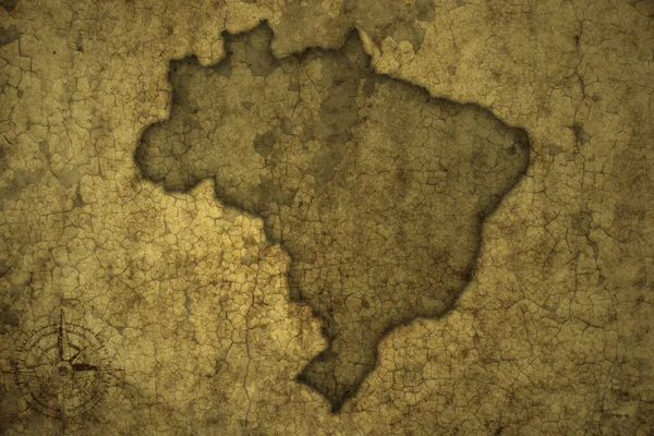 Карта Бразилії Старовинному Тріщинному Папері Ілюстрація — стокове фото