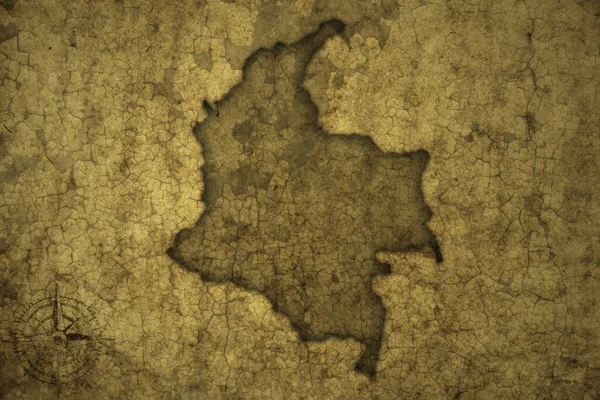 Карта Колумбії Старовинному Тріщинному Папері Ілюстрація — стокове фото