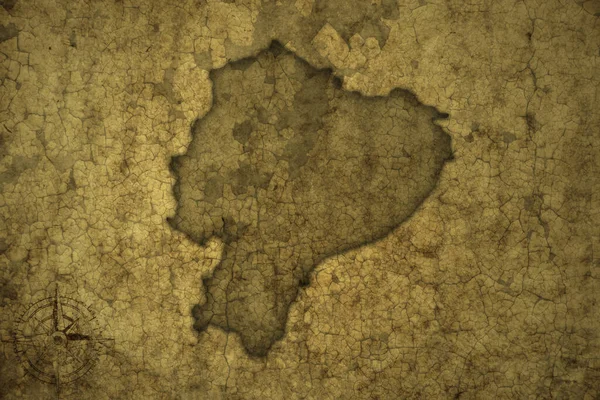 Карта Еквадору Старовинному Тріщинному Папері Ілюстрація — стокове фото