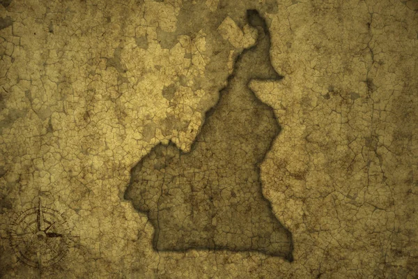 Mapa Kamerunu Starym Papierowym Tle Ilustracja — Zdjęcie stockowe
