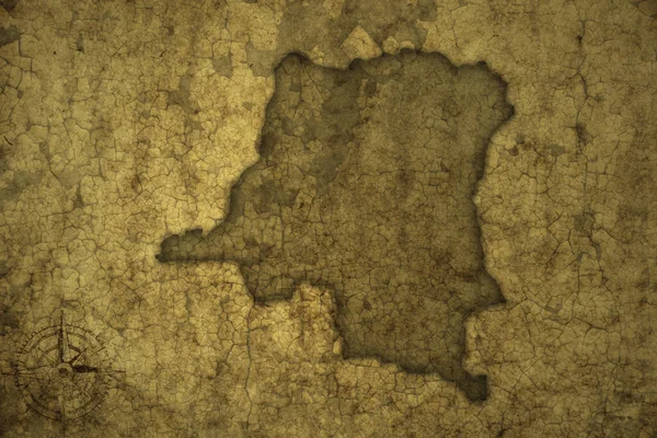 Mappa Della Repubblica Democratica Del Congo Vecchio Sfondo Carta Crack — Foto Stock