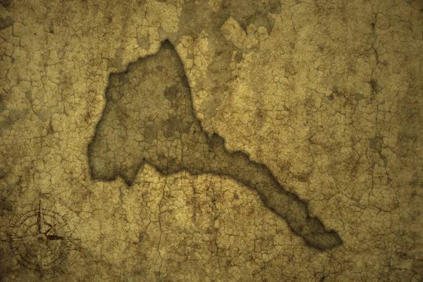 Mapa Erytrei Starym Papierowym Tle Ilustracja — Zdjęcie stockowe