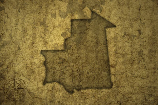Mappa Mauritania Vecchio Sfondo Carta Crack Vintage Illustrazione — Foto Stock