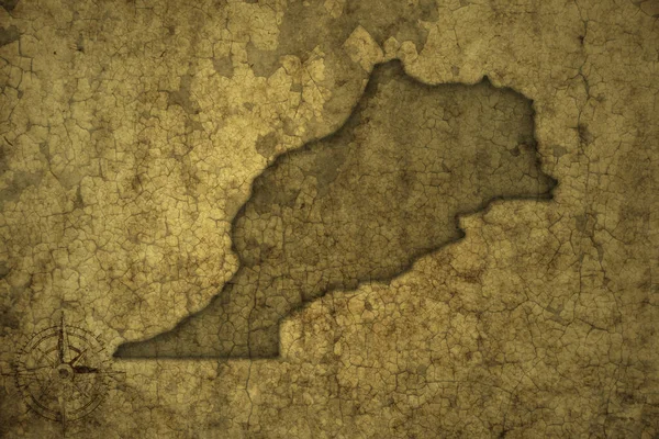Карта Марокко Старовинному Тріщинному Папері Ілюстрація — стокове фото