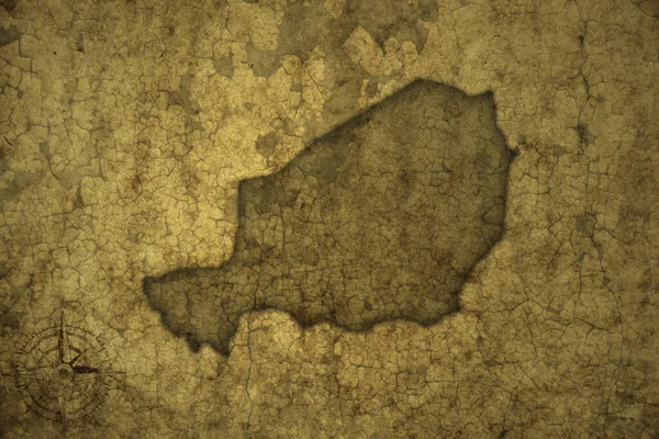 Mapa Nigeru Starém Vinobraní Crack Papíru Pozadí Ilustrace — Stock fotografie