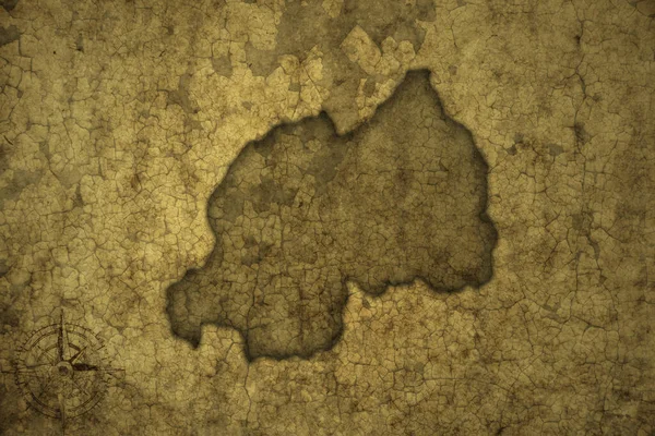 Mapa Rwandy Starym Papierowym Tle Ilustracja — Zdjęcie stockowe