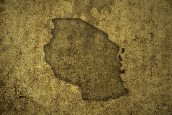 Mappa Tanzania Vecchio Sfondo Carta Crack Vintage Illustrazione — Foto Stock