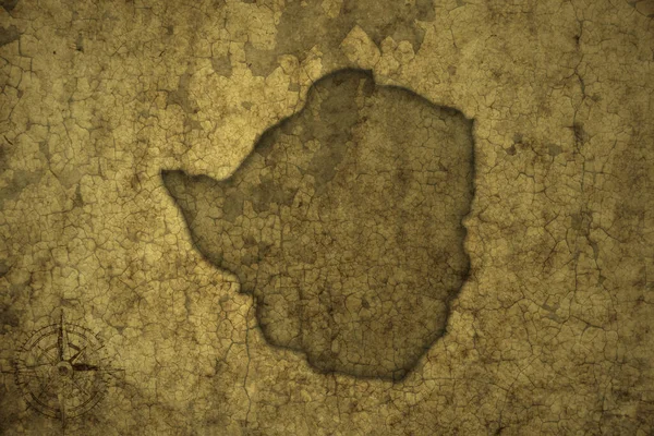 Mappa Zimbabwe Vecchio Sfondo Carta Crack Vintage Illustrazione — Foto Stock