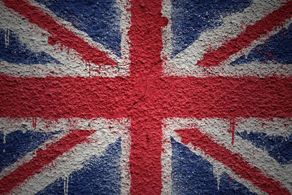 Bunt Bemalte Große Britische Nationalflagge Auf Einer Massiven Alten Rissigen — Stockfoto