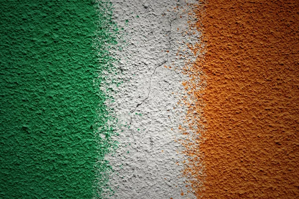 Bunt Bemalte Große Nationalflagge Irlands Auf Einer Massiven Alten Rissigen — Stockfoto