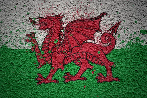 Kleurrijke Geschilderde Grote Nationale Vlag Van Wales Een Enorme Oude — Stockfoto