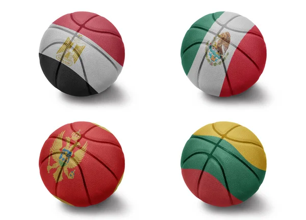 Baloncesto Bolas Con Las Banderas Nacionales Color Egipto México Lithuania —  Fotos de Stock