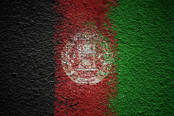 Colorido Pintado Grande Bandeira Nacional Afeganistão Uma Parede Rachada Velha — Fotografia de Stock