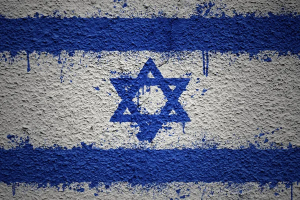 Colorful Painted Big National Flag Israel Massive Old Cracked Wall — Stock Photo, Image