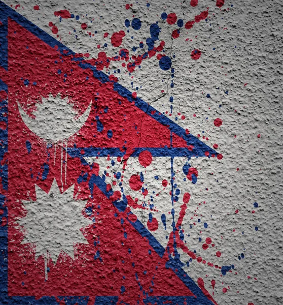 Colorful Painted Big National Flag Nepal Massive Old Cracked Wall — Stock Photo, Image