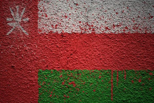 Colorido Pintado Gran Bandera Nacional Oman Una Pared Agrietada Viejo —  Fotos de Stock