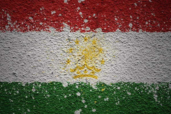 Színes Festett Nagy Nemzeti Zászló Tajikistan Egy Hatalmas Régi Repedt — Stock Fotó
