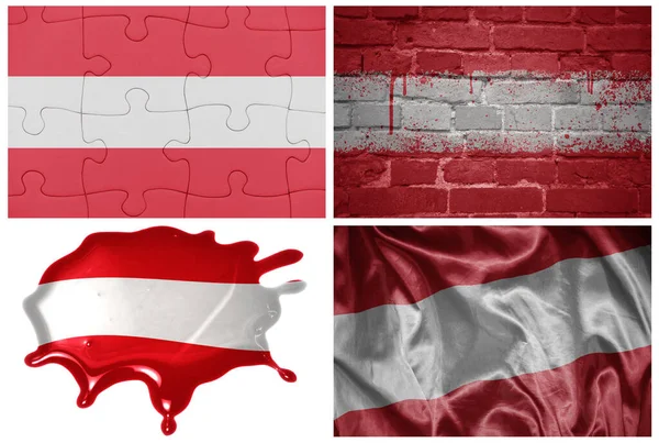 Bandera Nacional Colorido Realista Austria Diferentes Estilos Con Diferentes Texturas —  Fotos de Stock