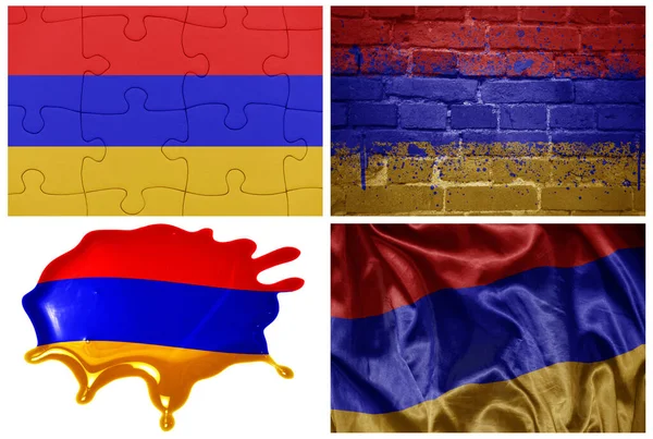 National Colorful Realistic Flag Armenia Different Styles Different Textures White — Stock Photo, Image