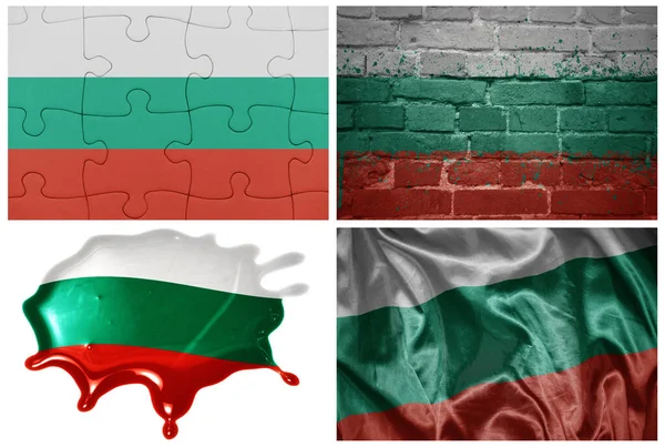 Bandera Nacional Colorido Realista Bulgaria Diferentes Estilos Con Diferentes Texturas — Foto de Stock