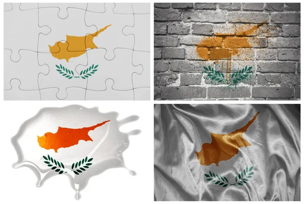Bandiera Realistica Colorata Nazionale Cipro Diversi Stili Con Texture Diverse — Foto Stock