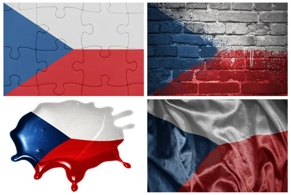 Nationale Kleurrijke Realistische Vlag Van Tsjechische Republiek Verschillende Stijlen Met — Stockfoto