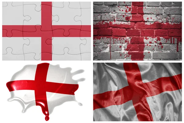 National Colorful Realistic Flag England Different Styles Different Textures White — Stock Photo, Image