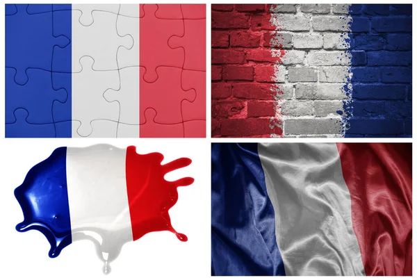 National Colorful Realistic Flag France Different Styles Different Textures White — Stock Photo, Image