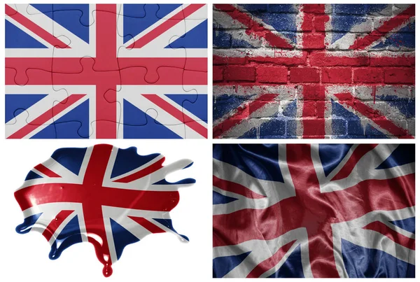 Национальный Красочный Реалистичный Флаг Великих Британцев Разных Стилях Различными Текстурами — стоковое фото
