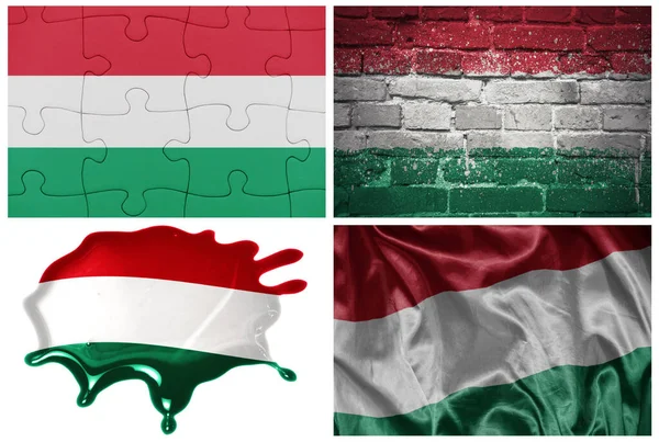 Nationale Bunte Realistische Flagge Von Ungarn Verschiedenen Stilen Und Mit — Stockfoto