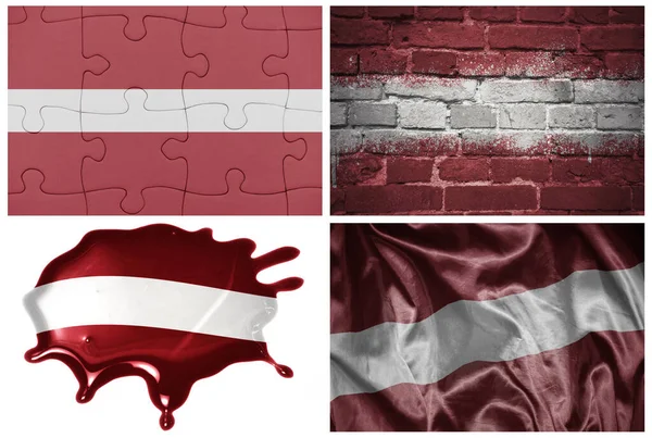 国家五彩斑斓的现实的国旗 不同的风格 不同的纹理在白色的背景上 3D插图 — 图库照片