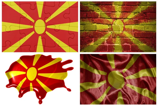 National Colorful Realistic Flag Macedonia Different Styles Different Textures White — Stock Photo, Image
