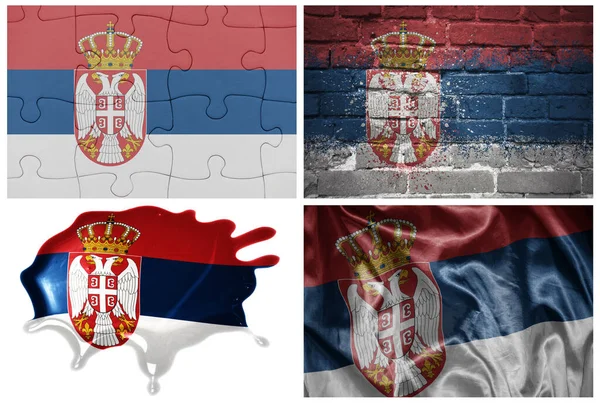 Drapeau Réaliste Coloré National Serbie Dans Différents Styles Avec Différentes — Photo