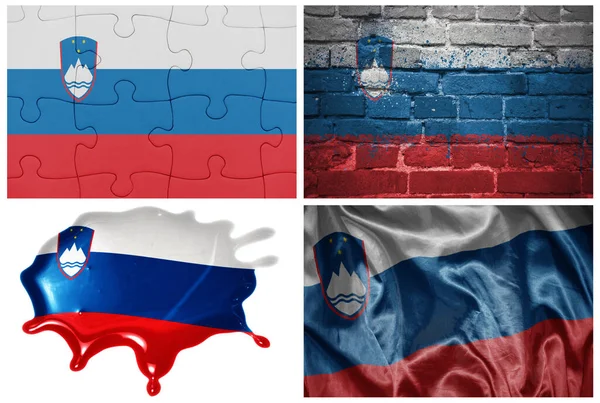 国家五彩缤纷的现实国旗 不同风格 不同质地的熏衣草 白色背景 3D插图 — 图库照片