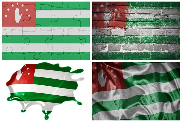 Nationale Bunte Realistische Flagge Von Abchasien Verschiedenen Stilen Und Mit — Stockfoto