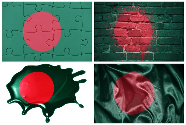 Bandeira Realista Colorido Nacional Bangladesh Diferentes Estilos Com Diferentes Texturas — Fotografia de Stock