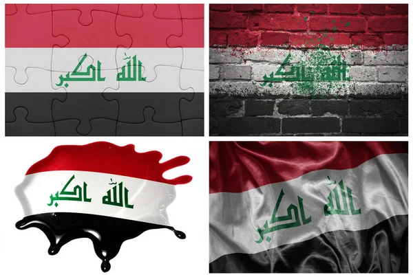 Nationella Färgglada Realistiska Flagga Iraq Olika Stilar Och Med Olika — Stockfoto