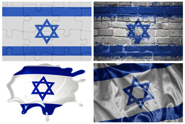 National Colorful Realistic Flag Israel Different Styles Different Textures White — Stock Photo, Image