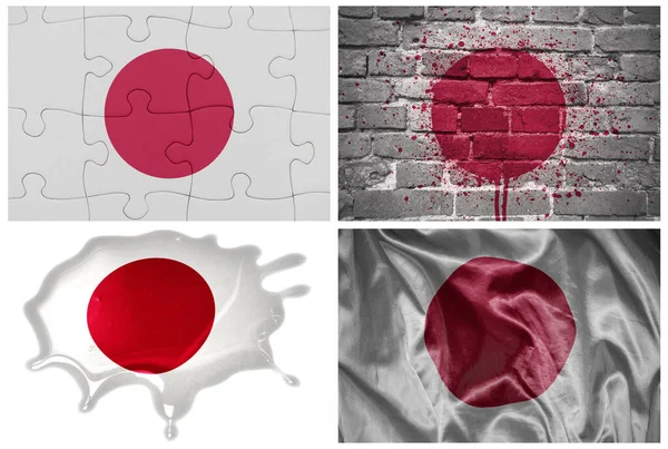 Nationale Bunte Realistische Flagge Von Japan Verschiedenen Stilen Und Mit — Stockfoto